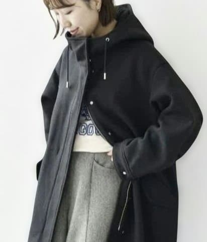 SHIPS any メルトン ウール ミックス M-51 モッズ コート 黒