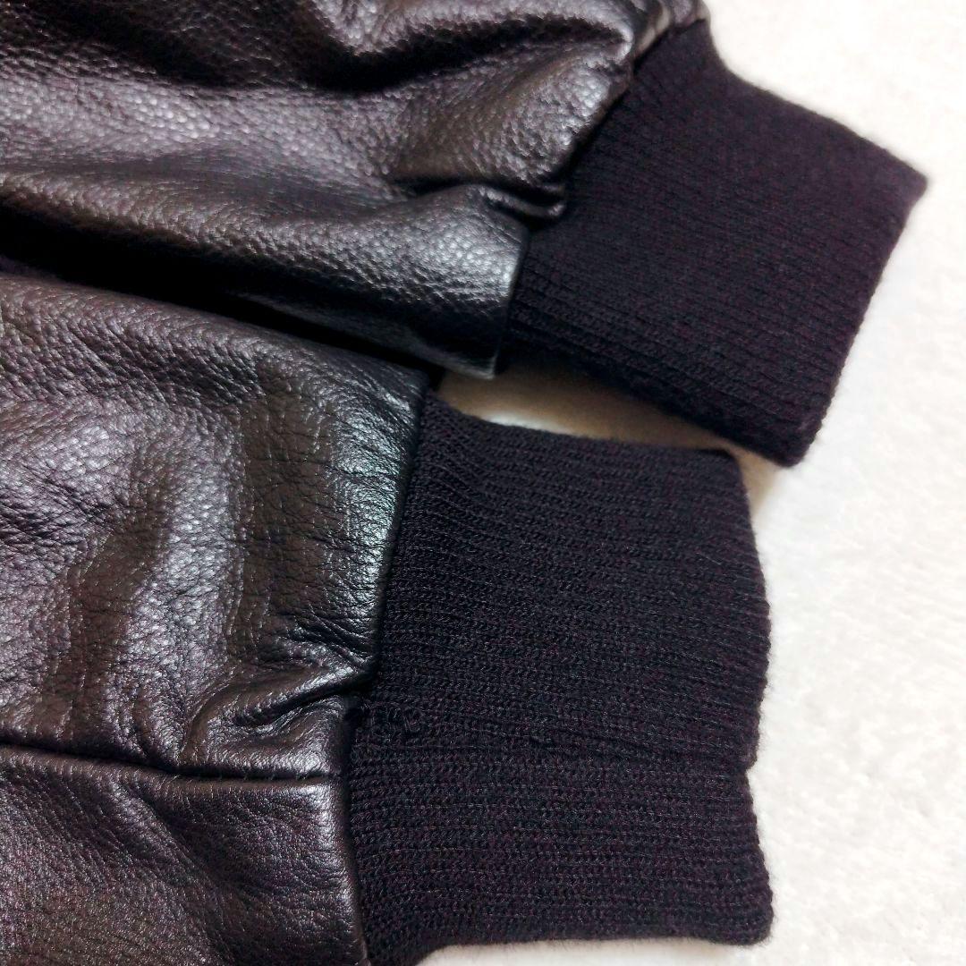 Roots バーシティジャケット 袖革ウールスタジャン黒 サイズ4