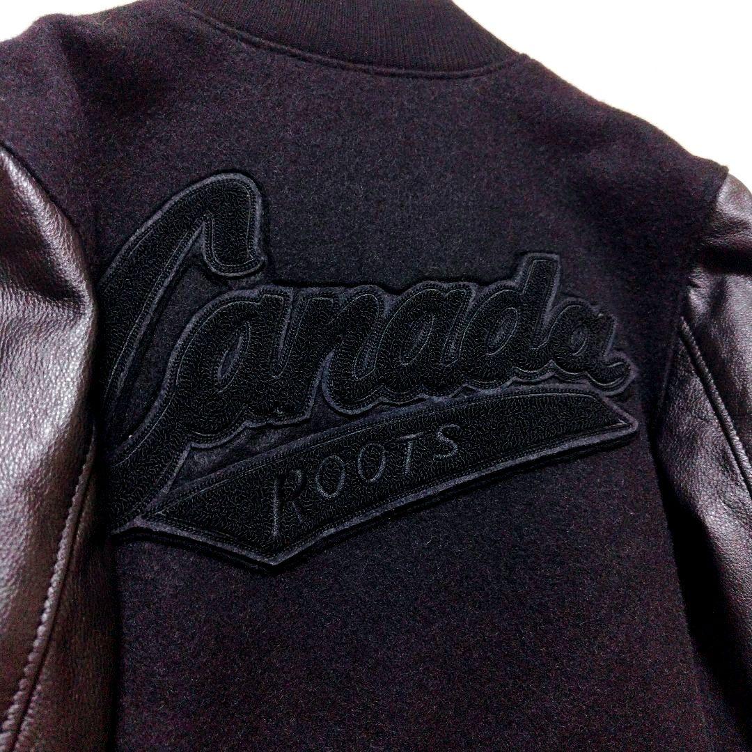 Roots バーシティジャケット 袖革ウールスタジャン黒 サイズ4