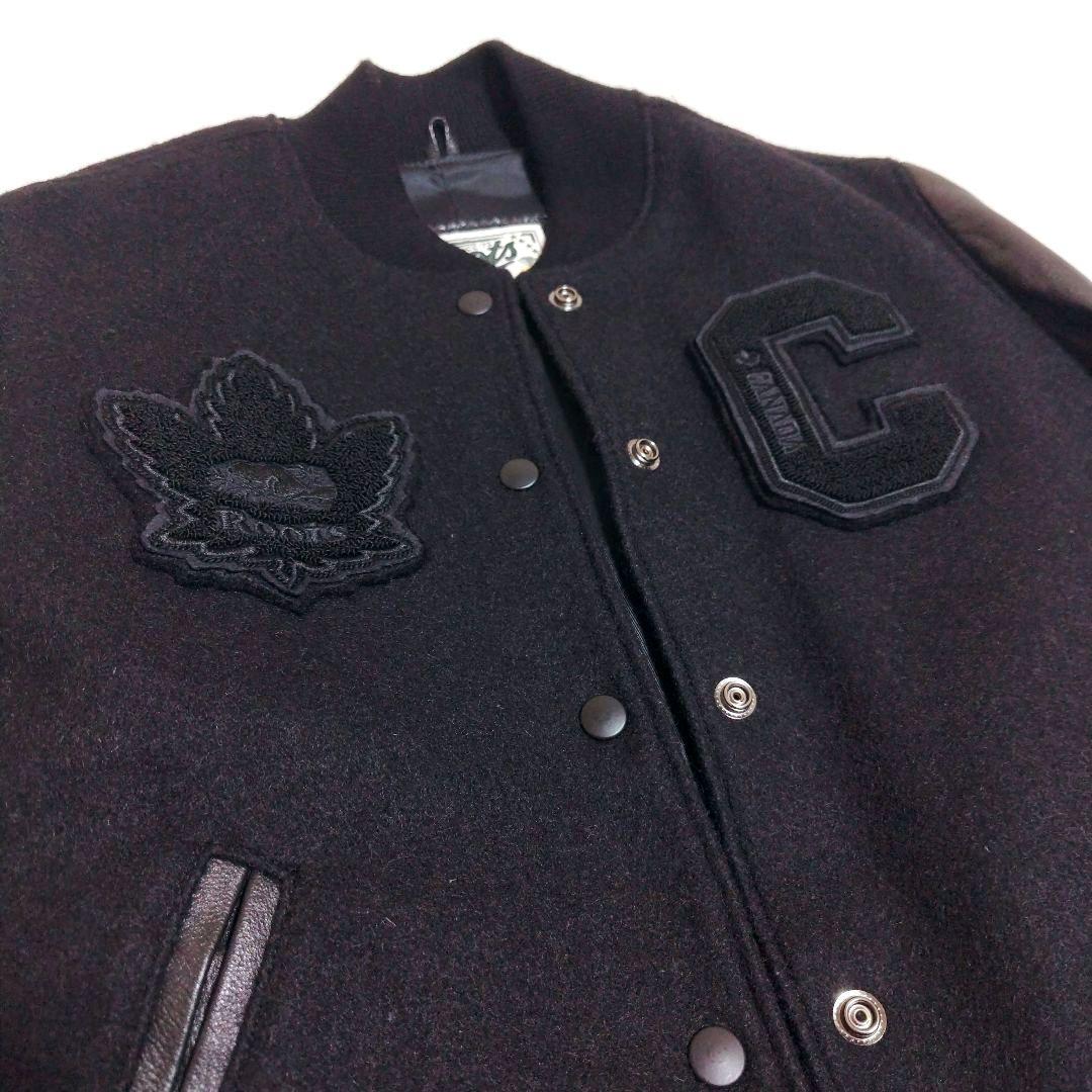 Roots バーシティジャケット 袖革ウールスタジャン黒 サイズ4