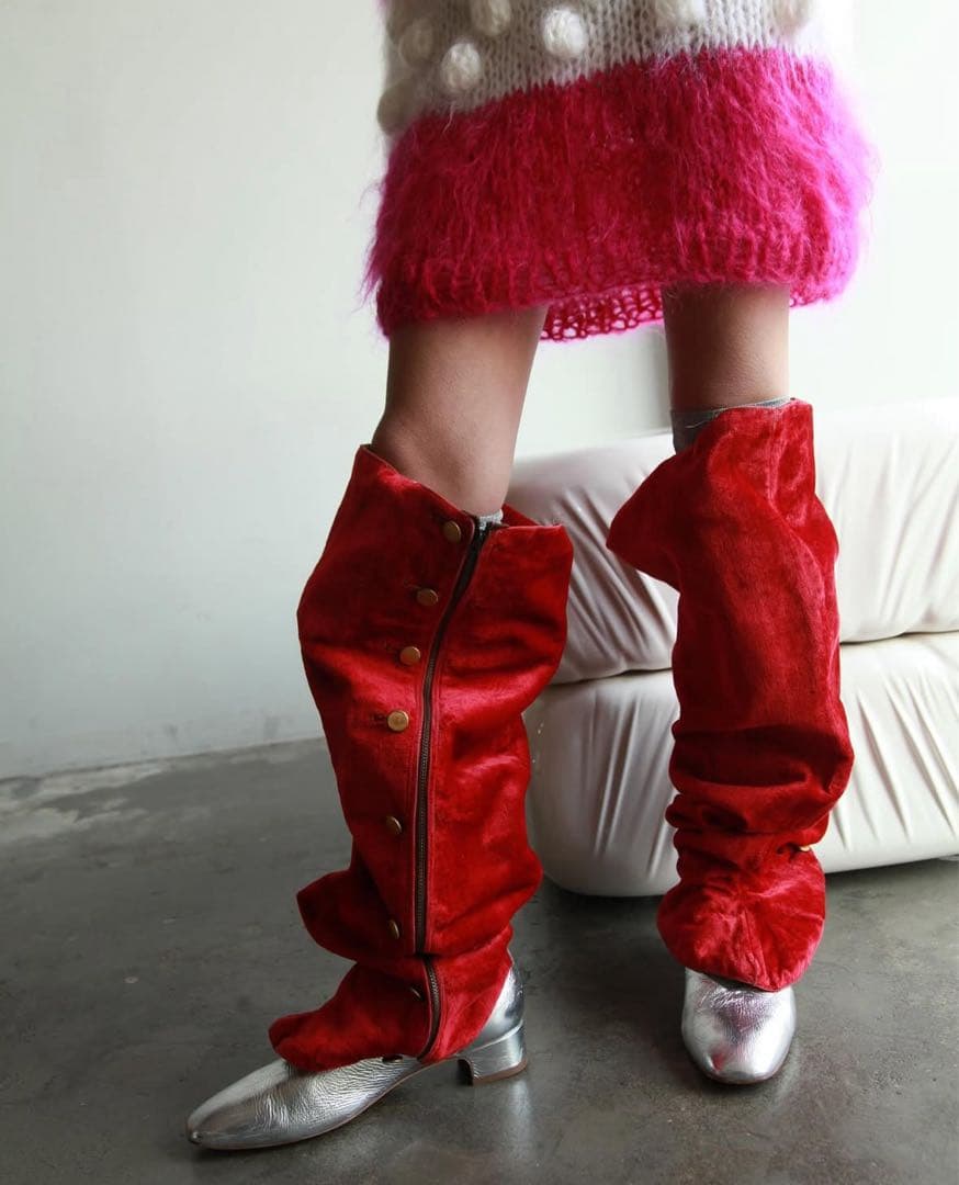 赤スエード フットカバー