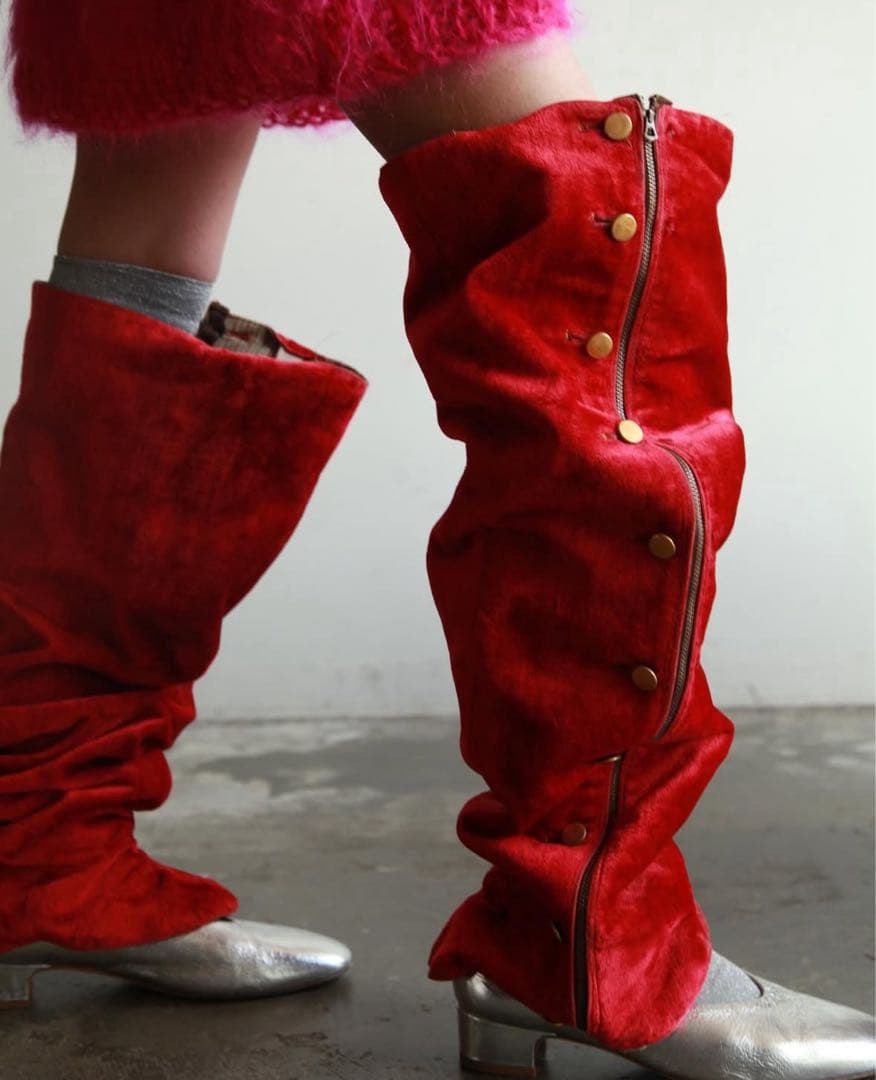 赤スエード フットカバー