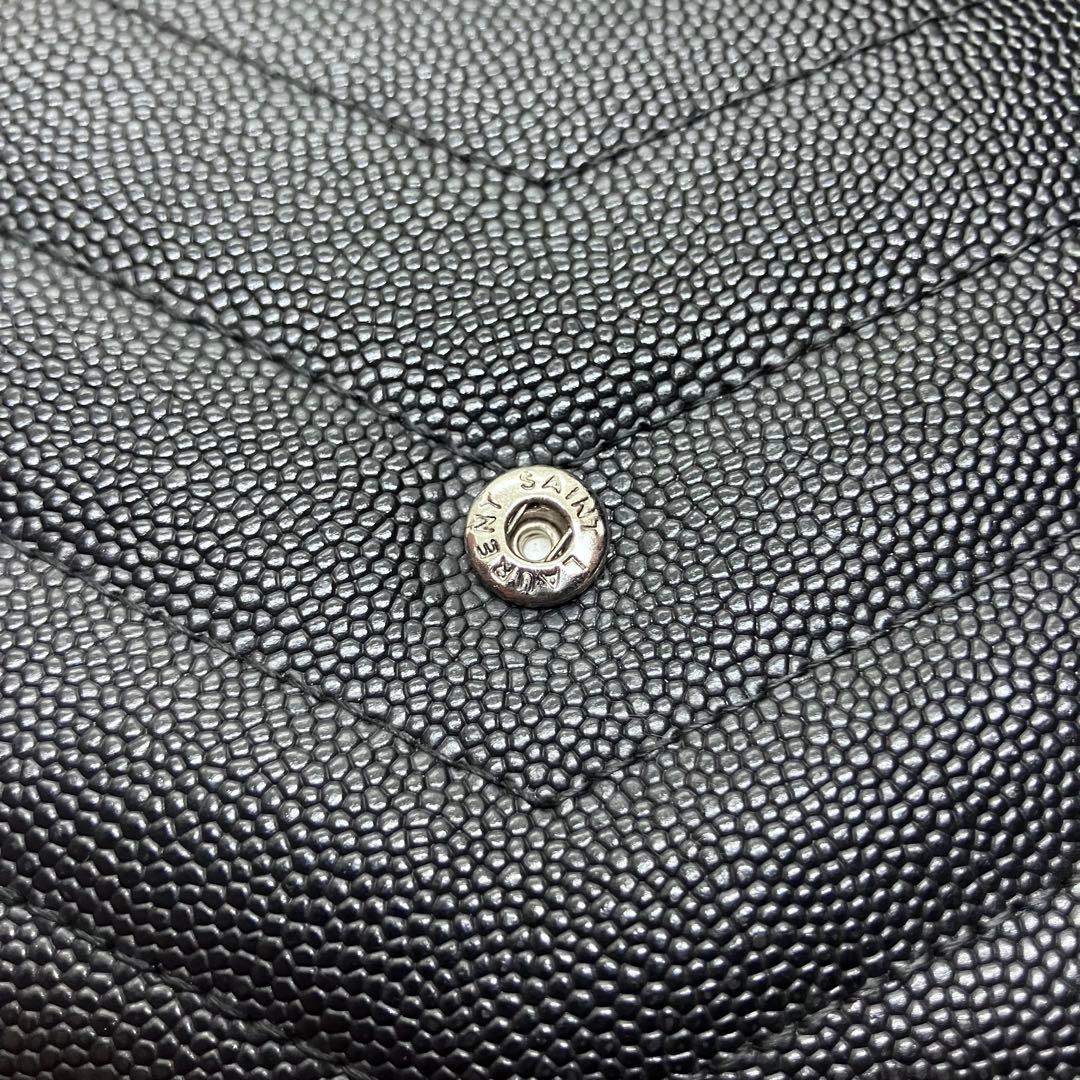 美品✨ サンローラン 三つ折り財布 カサンドラ キャビアスキンYSL レター型