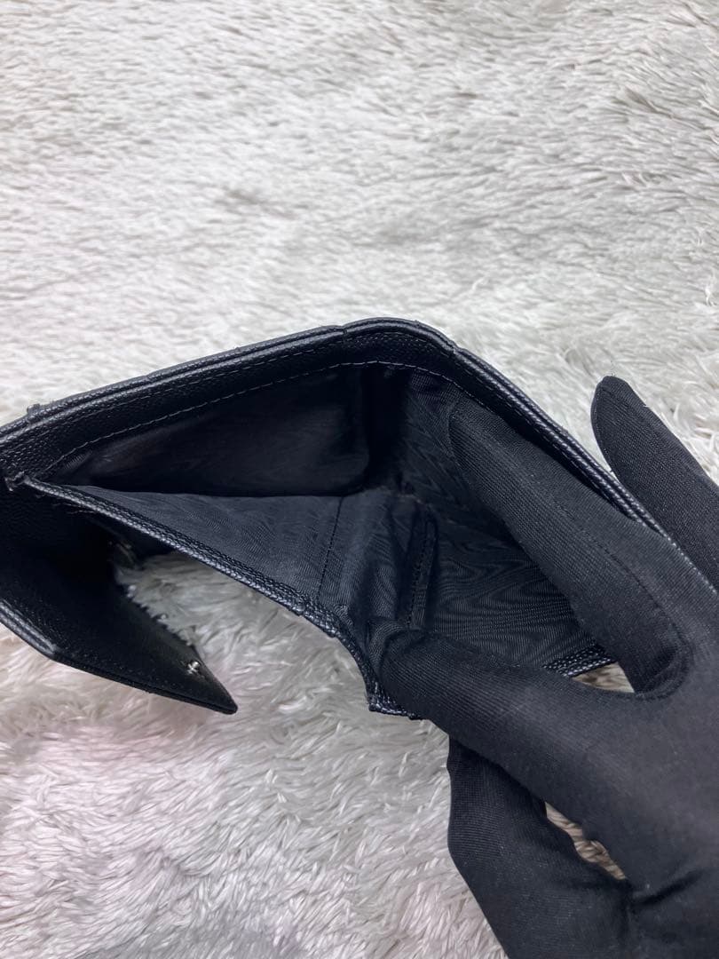 美品✨ サンローラン 三つ折り財布 カサンドラ キャビアスキンYSL レター型