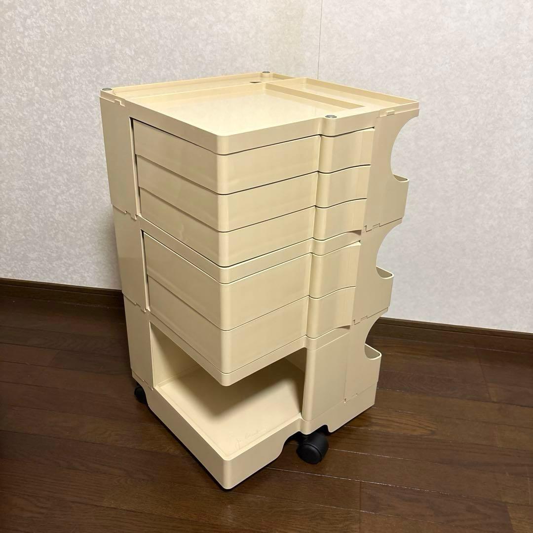 【良品】B-LINE ボビーワゴン 3段5トレイ ベージュ ジョエ・コロンボ
