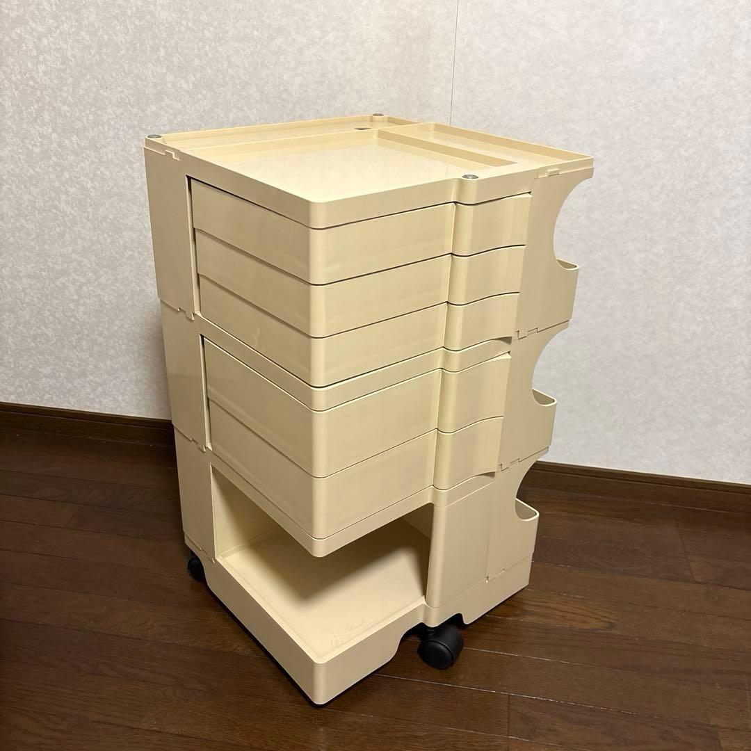 【良品】B-LINE ボビーワゴン 3段5トレイ ベージュ ジョエ・コロンボ