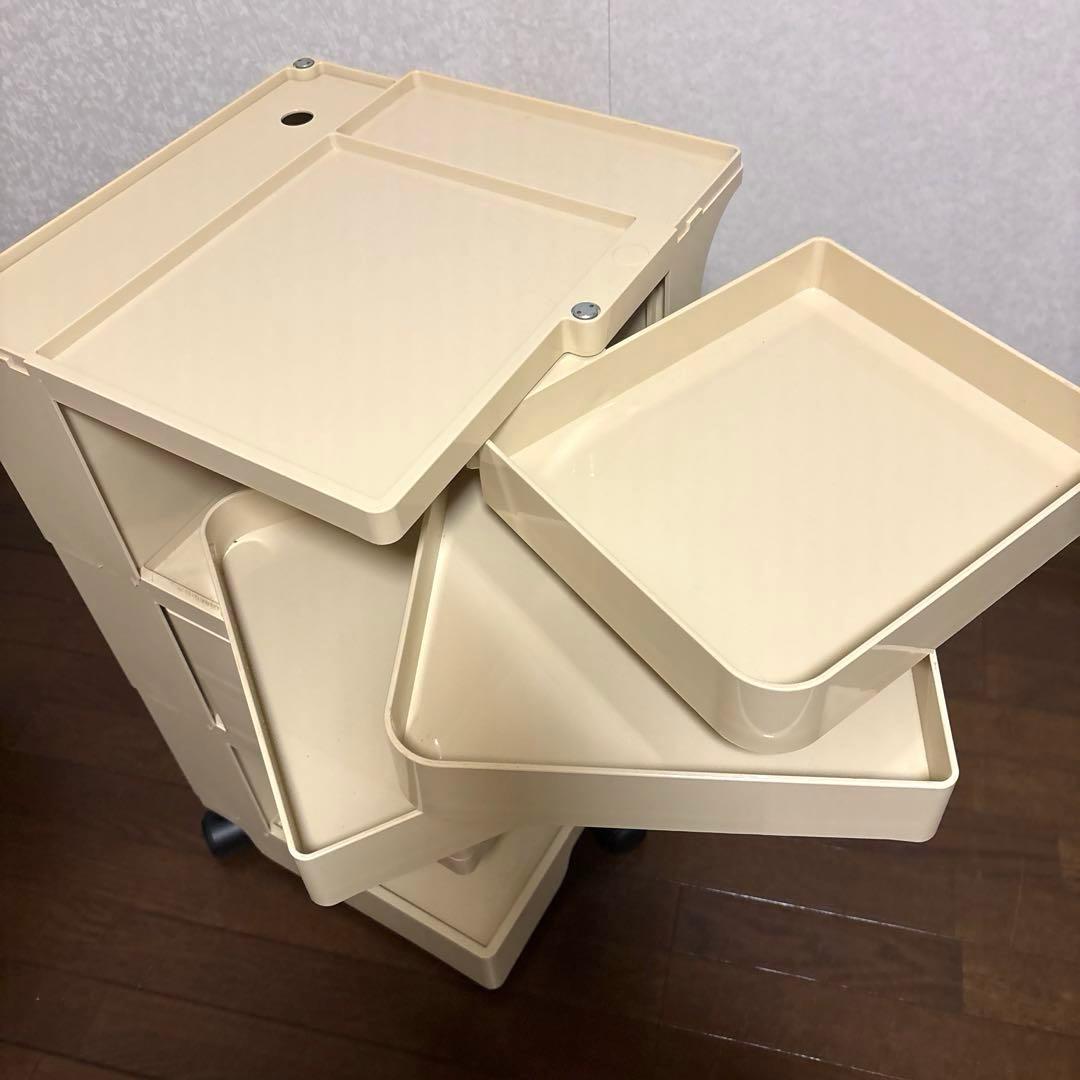 【良品】B-LINE ボビーワゴン 3段5トレイ ベージュ ジョエ・コロンボ