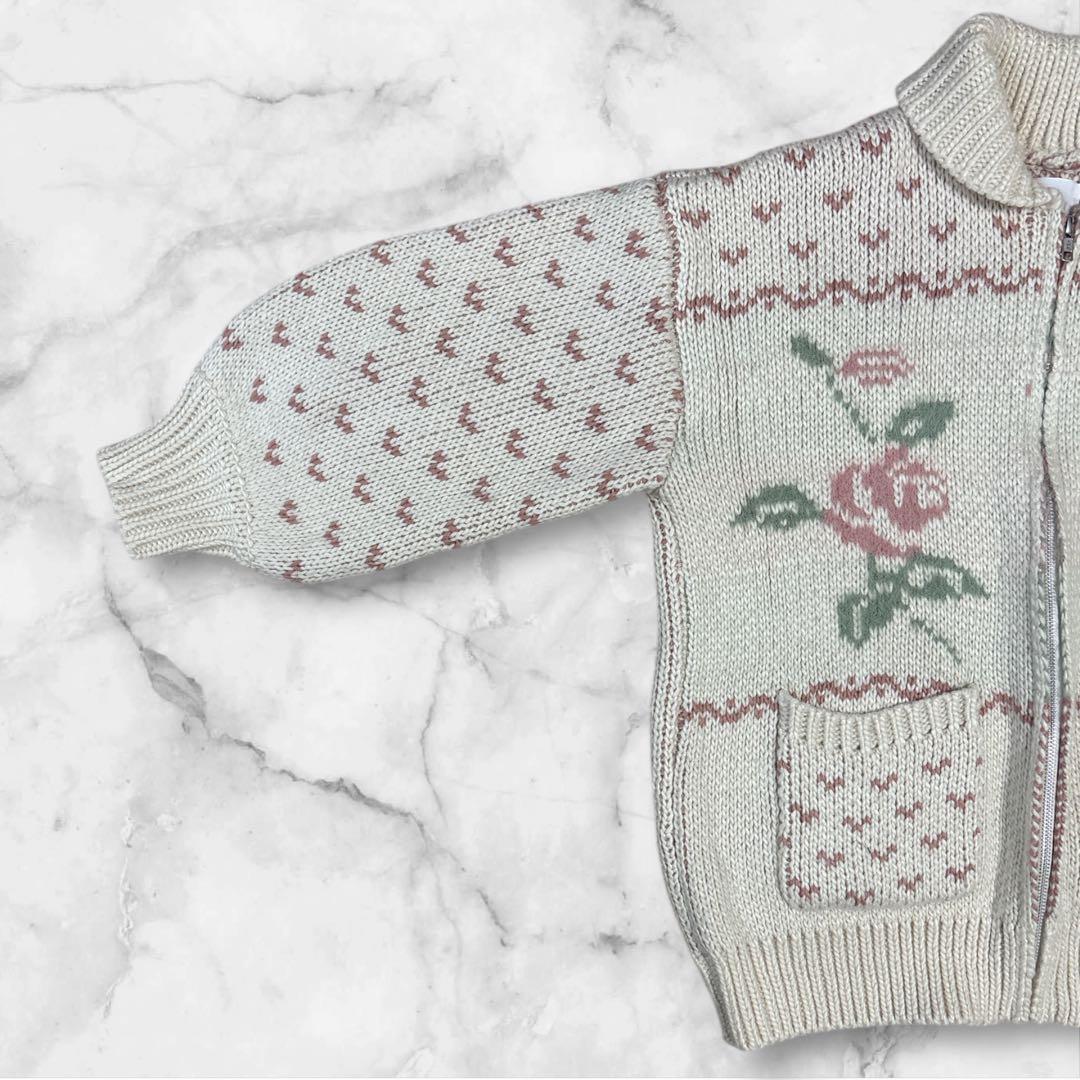 【美品】Y043 メリージェニー roseカウチンニット F ピンク ハート