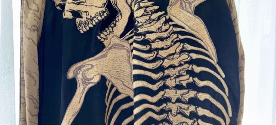 【花旅楽団】リバーシブル　スカジャン　スカル　ゴールド　ブラック　Lサイズ