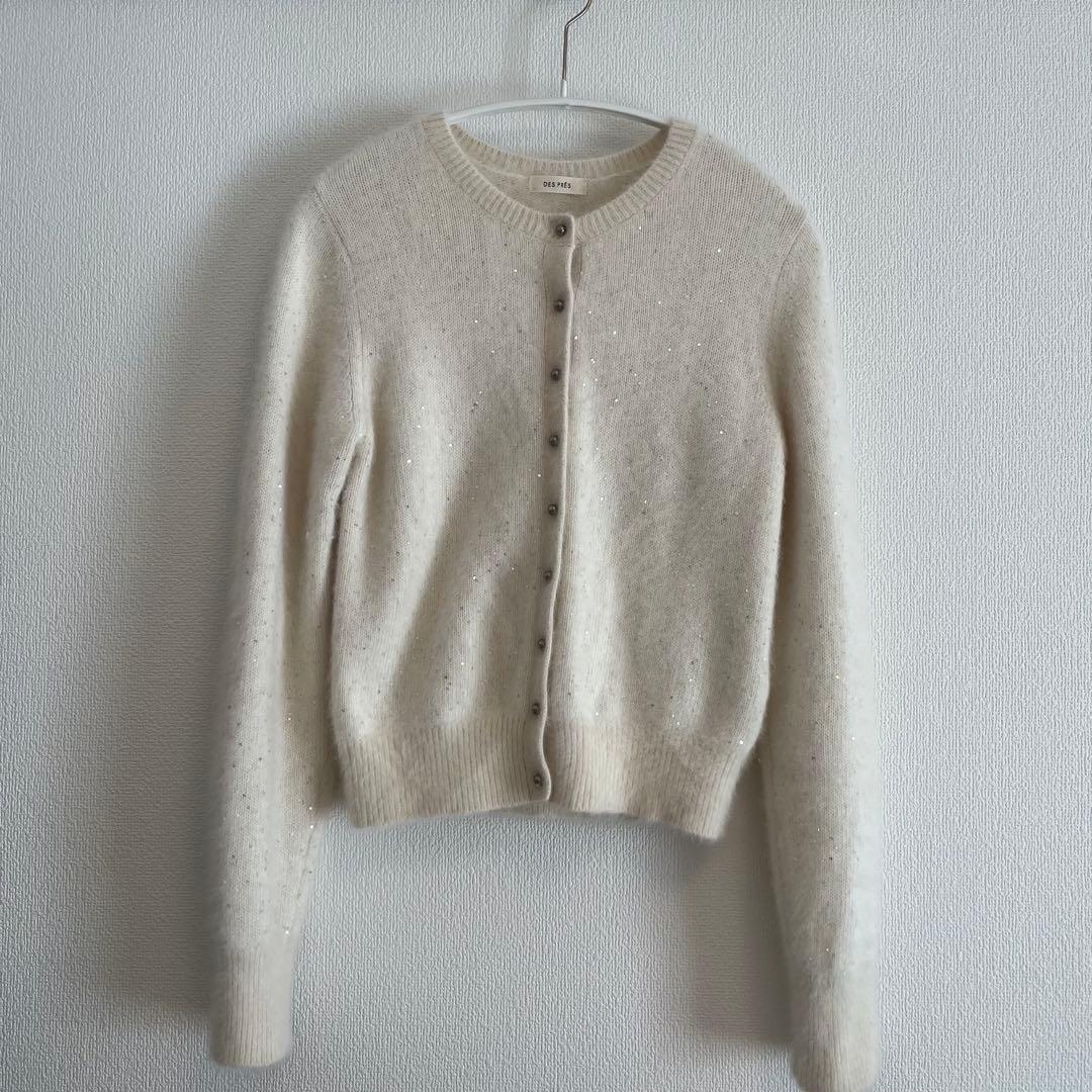 カシミヤ混紡 ボタン付きカーディガン 12ホワイト F