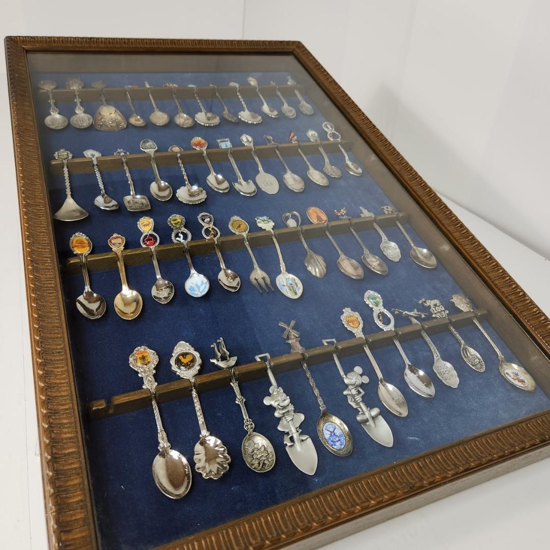 スーベニアスプーンセット木箱ケース付まとめて47本コレクション　アンティーク