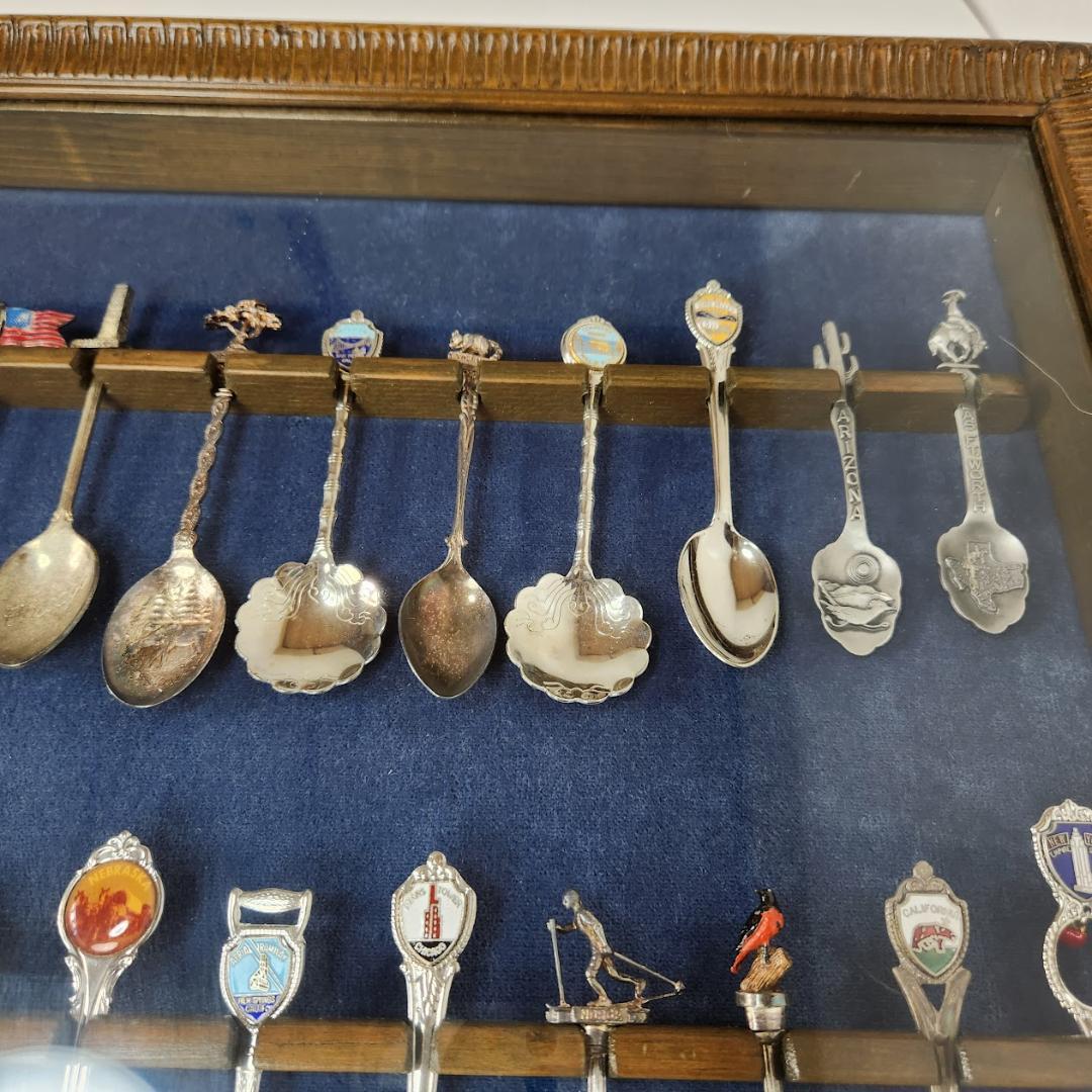 スーベニアスプーンセット木箱ケース付まとめて47本コレクション　アンティーク