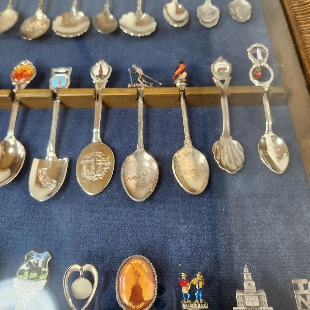 スーベニアスプーンセット木箱ケース付まとめて47本コレクション　アンティーク