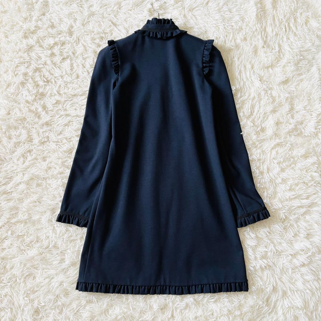 【美品✨】グッチ　ワンピース　パールボタン　ソーホー　フリル　リボン　近年　濃紺