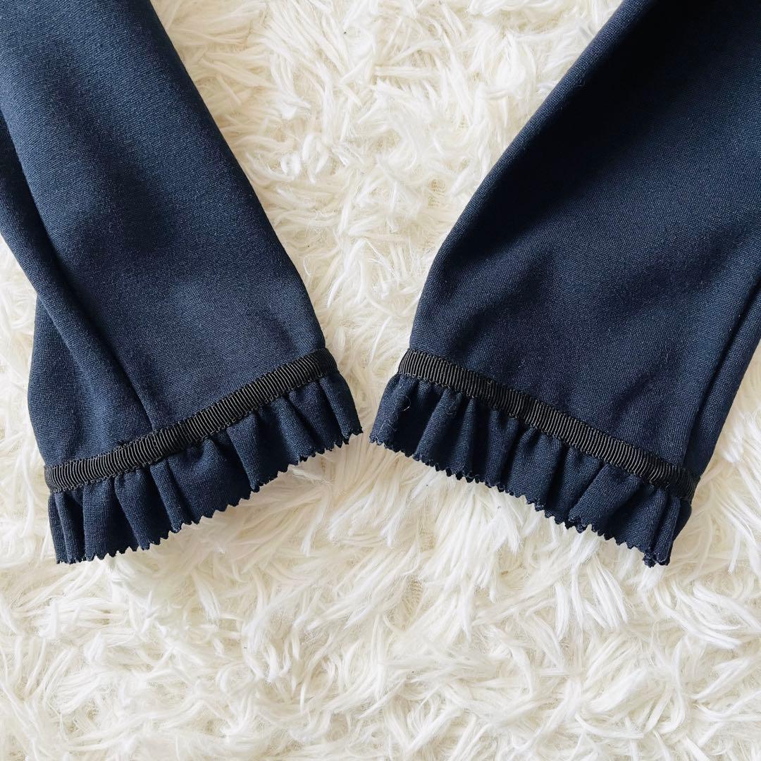 【美品✨】グッチ　ワンピース　パールボタン　ソーホー　フリル　リボン　近年　濃紺