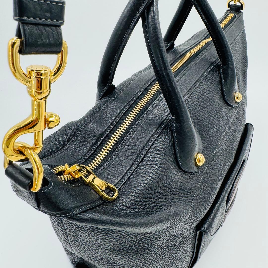 ロエベ メイ36 レザー シボ革 トートバッグ ショルダー ビジネス A4可 黒