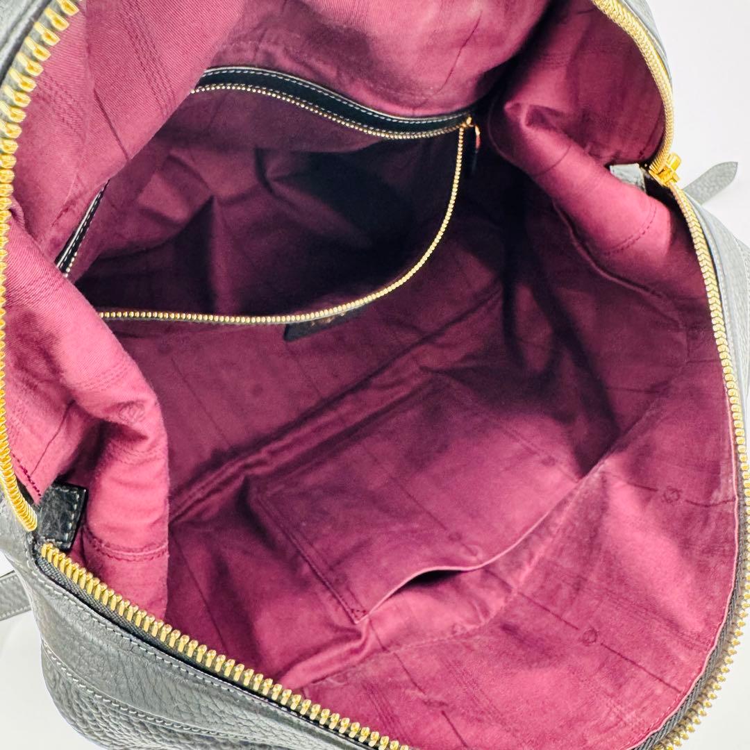 ロエベ メイ36 レザー シボ革 トートバッグ ショルダー ビジネス A4可 黒