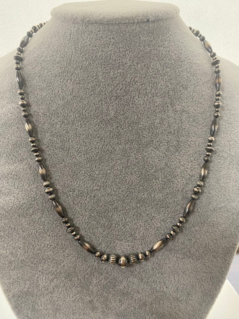 ナバホ ビーズ パール シルバー silver 925 ネックレス 燻銀 51