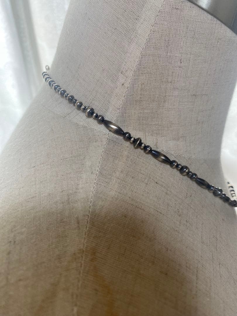 ナバホ ビーズ パール シルバー silver 925 ネックレス 燻銀 51