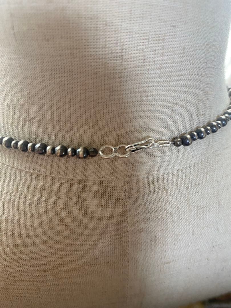 ナバホ ビーズ パール シルバー silver 925 ネックレス 燻銀 51