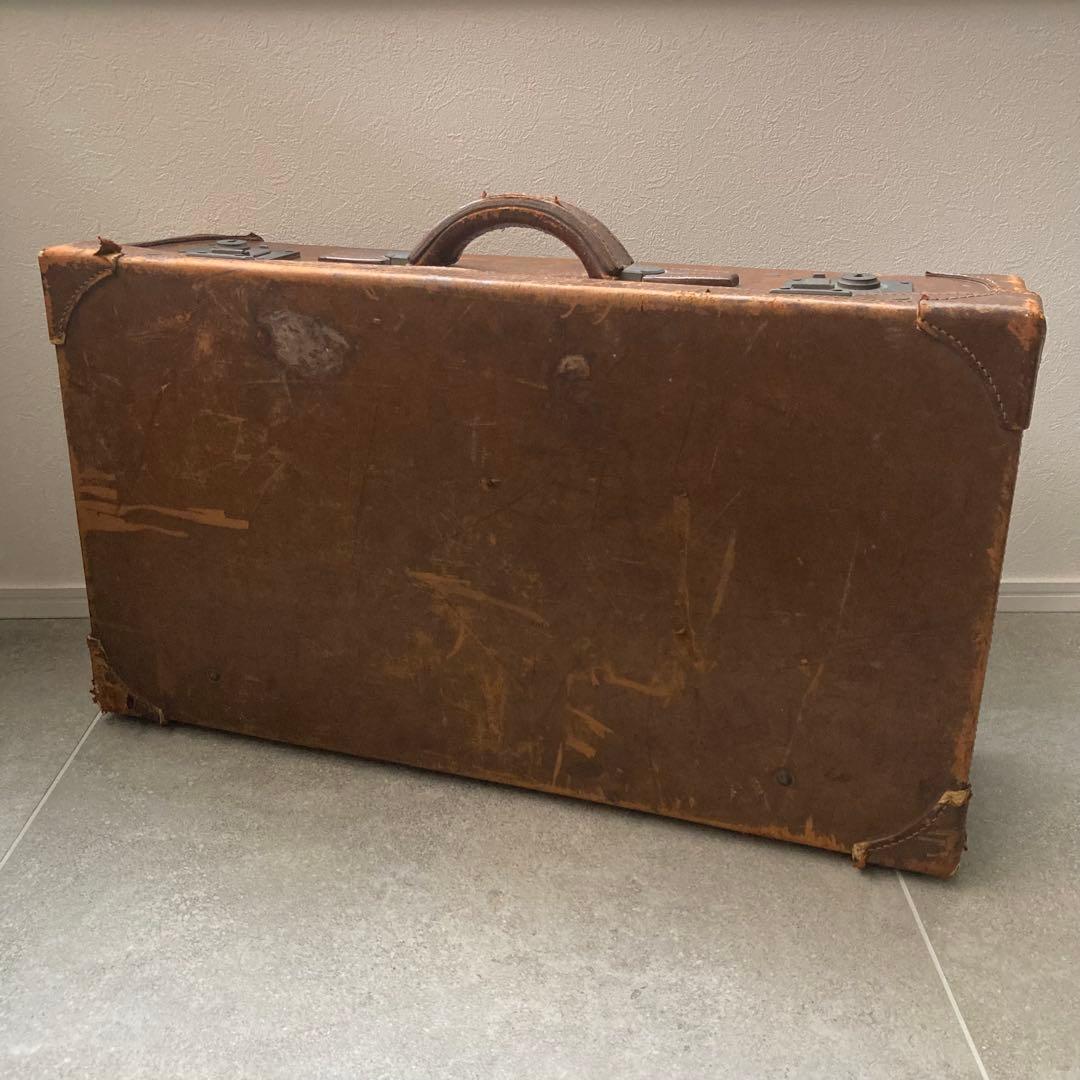 特大 ヴィンテージ レザー トランクケース トランクバッグ レトロ雑貨 古道具