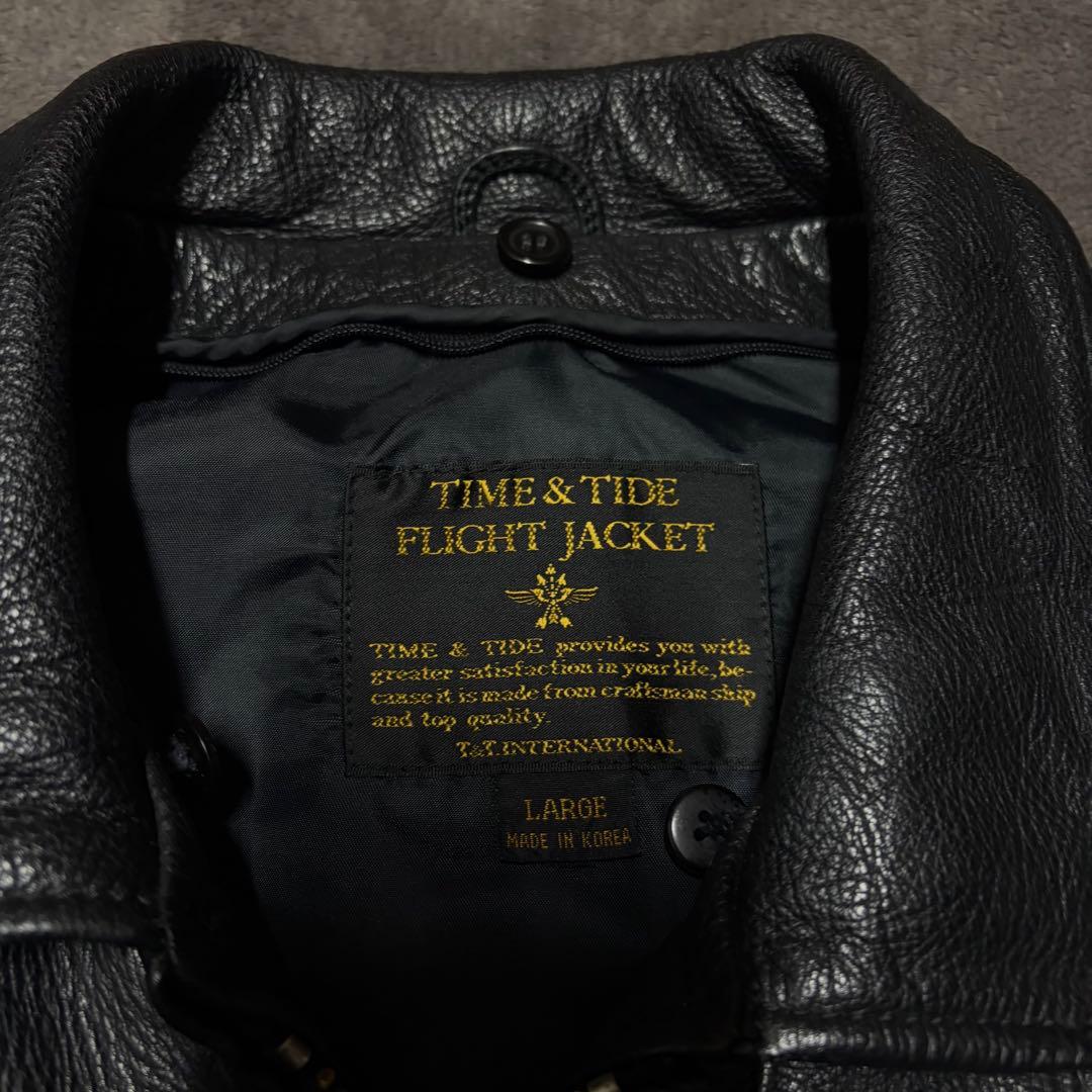 TIME & TIDE razor flight jacket黒 L 短丈 本革