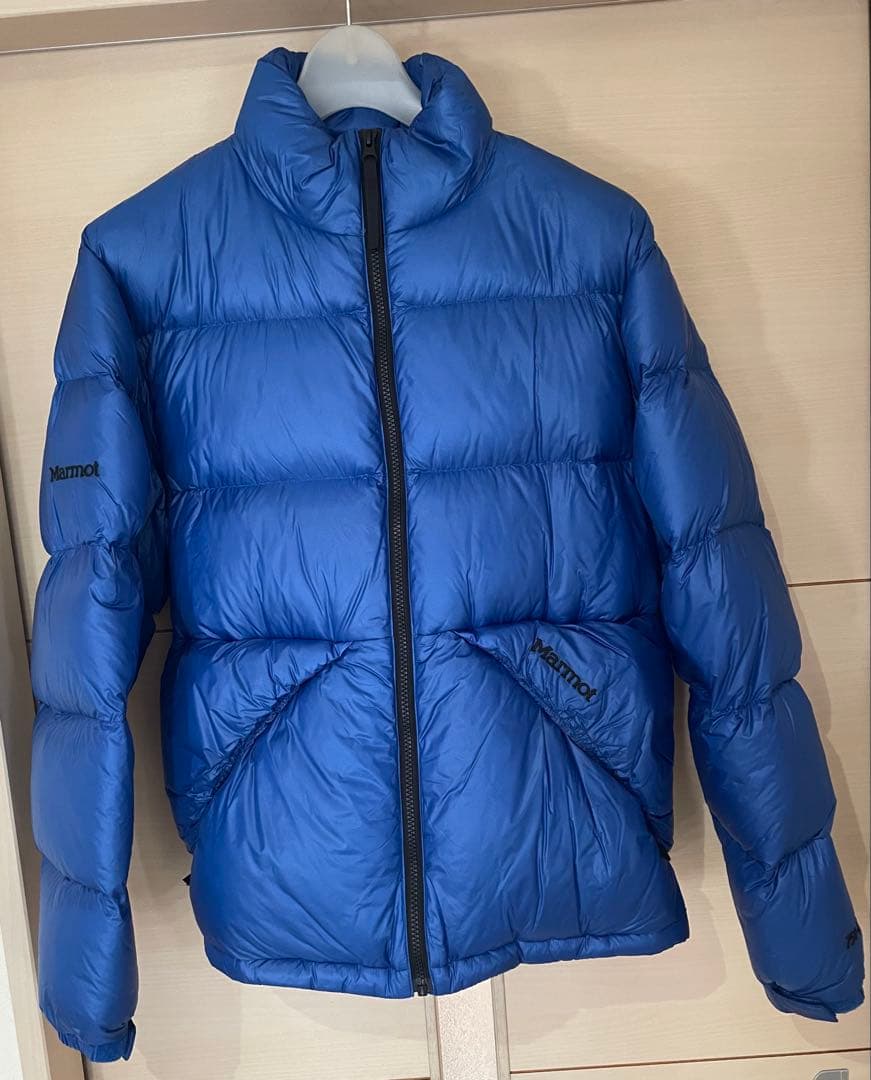 美品　marmot ジーンズファクトリー別注ダウンジャケット　Lサイズ　ブルー