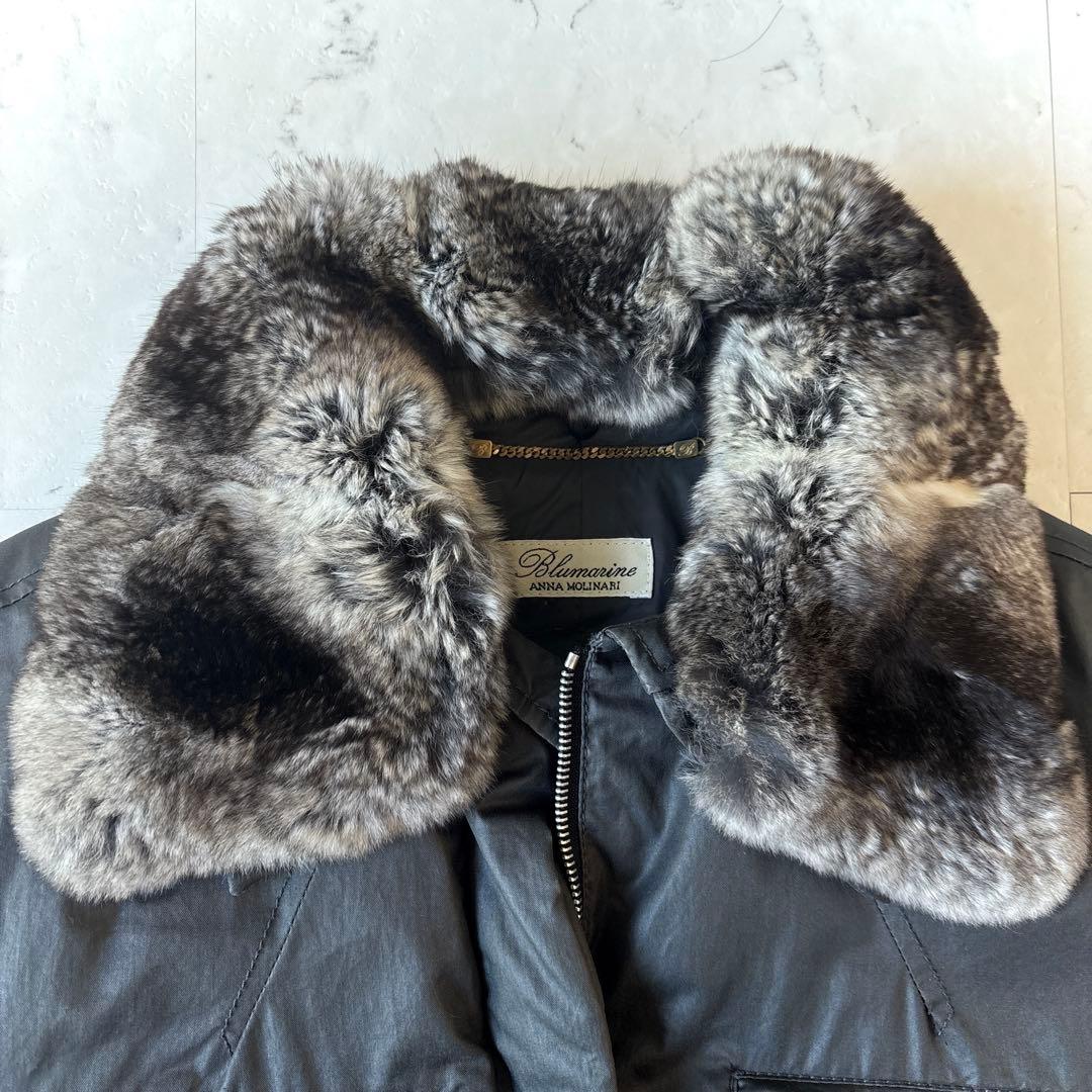 美品 ブルマリン ベルト付 コーティングコットン ショート ダウンジャケット