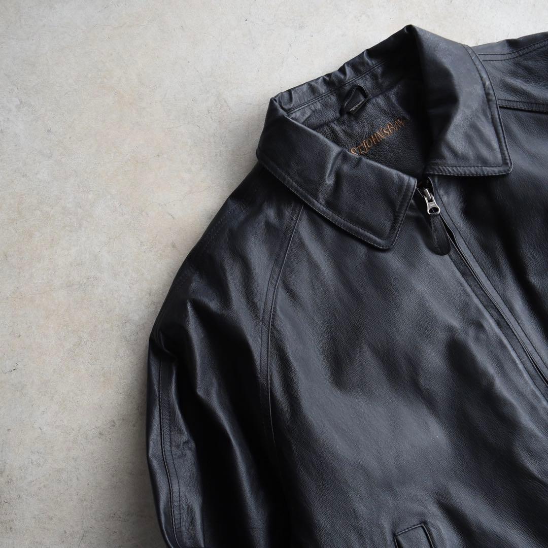 90s セントジョンズベイ レザージャケット ブルゾン ブラック M希少