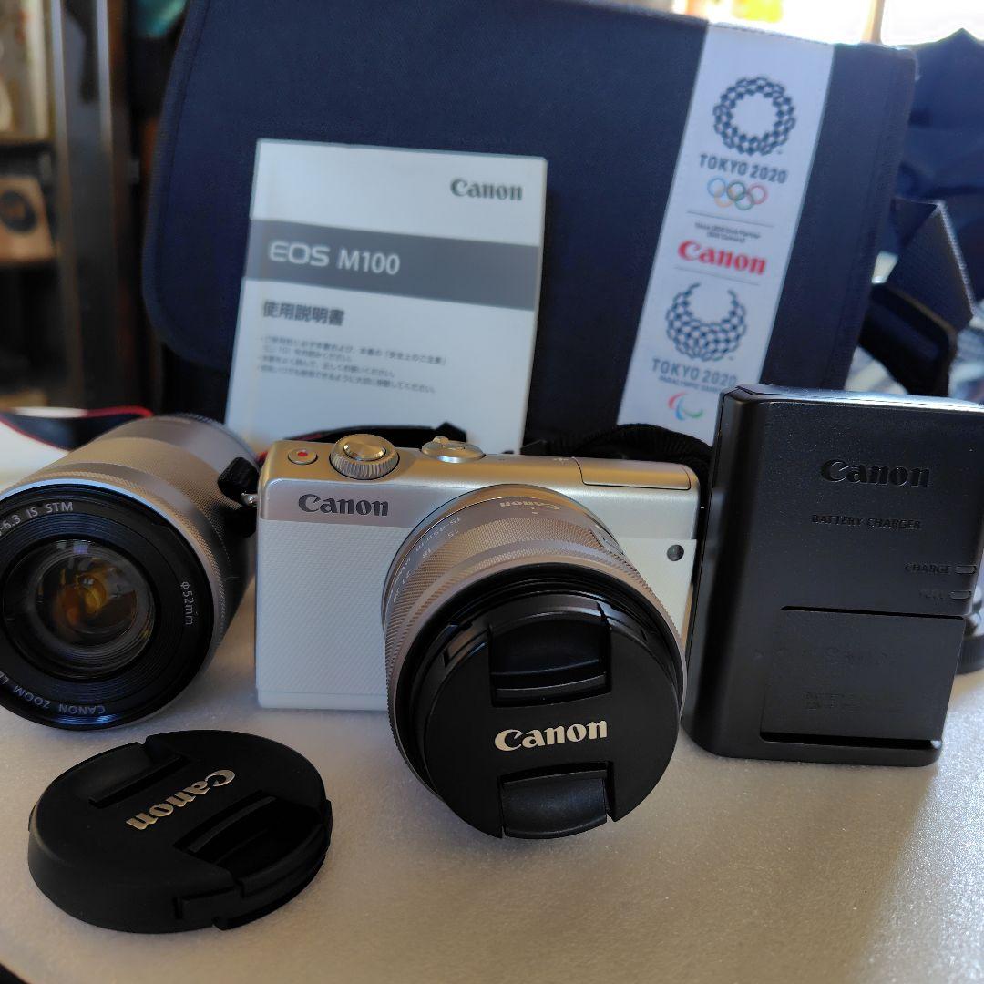 canonミラーレス一眼カメラEOS M100 、標準ズーム、単焦点、レンズ2点