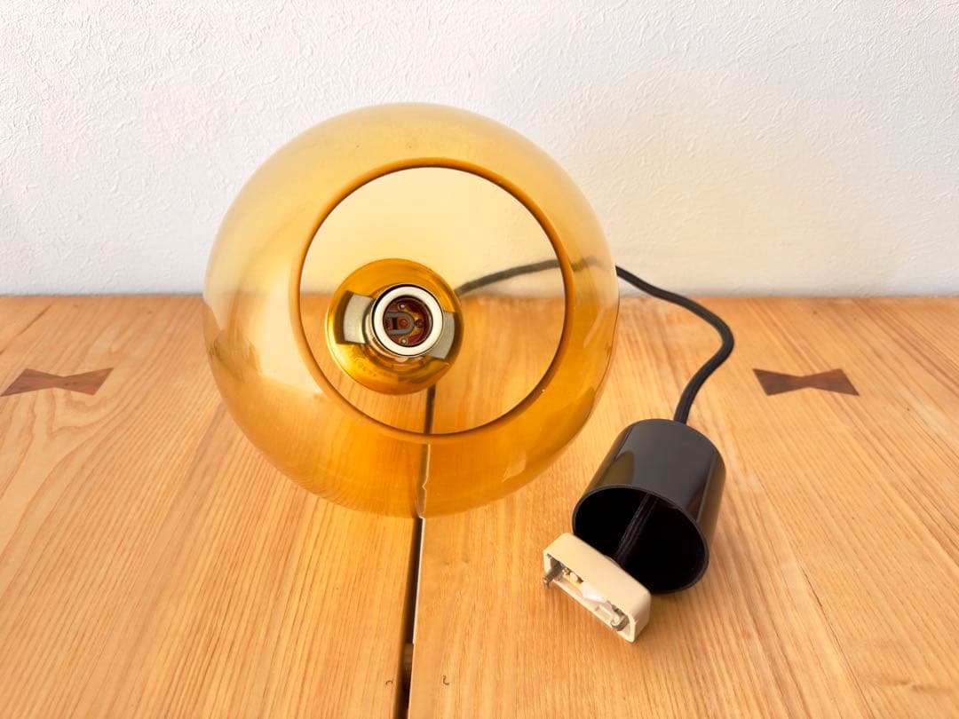 オレンジ アンバー ガラス シェード ペンダントライト 昭和 レトロ 2個セット