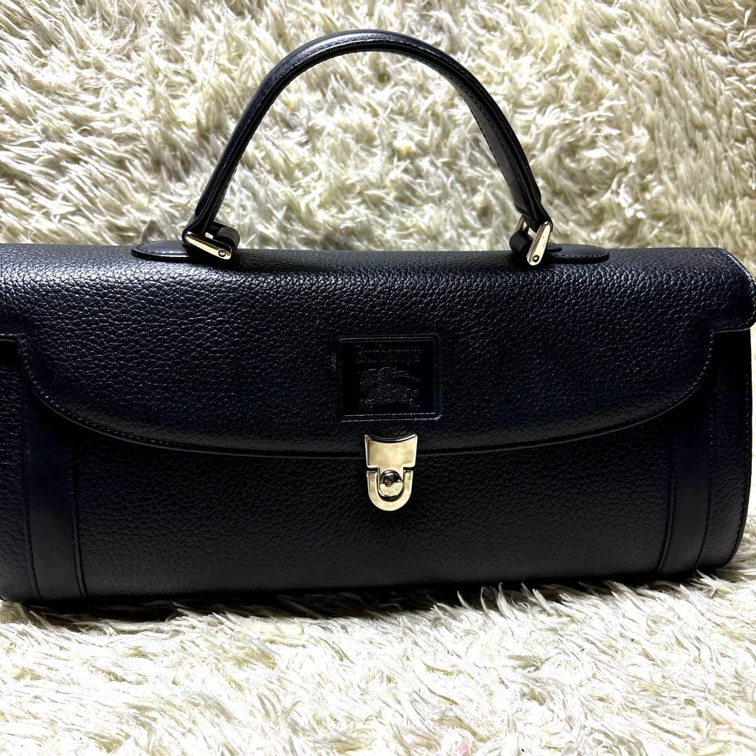 Burberrys フォーマル ハンドバッグ 筒形 ノバチェック 黒 ブラック