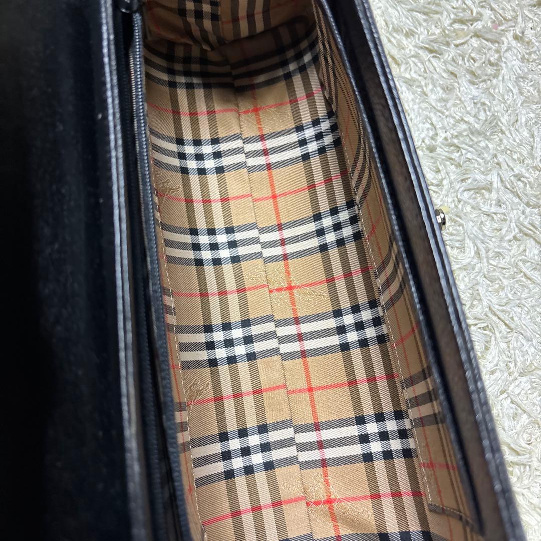 Burberrys フォーマル ハンドバッグ 筒形 ノバチェック 黒 ブラック