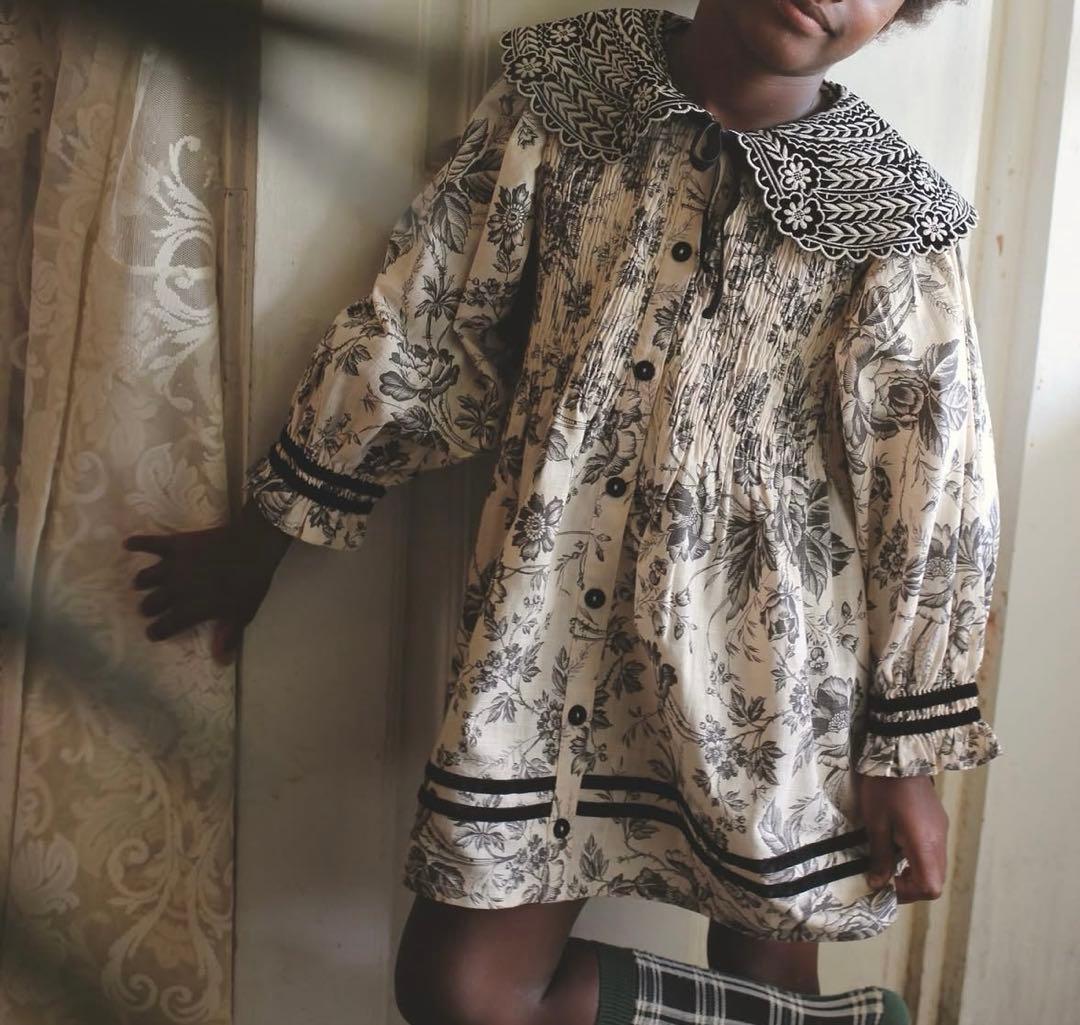 Bonjour diary 刺繍襟チュニックワンピース 6y