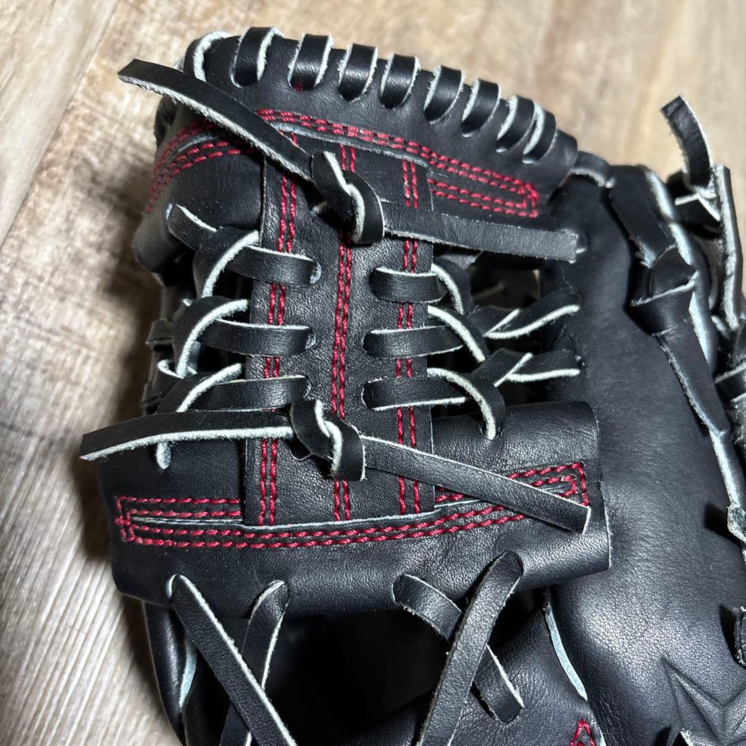 シャイニングスター硬式野球用レザーグローブ 黒赤