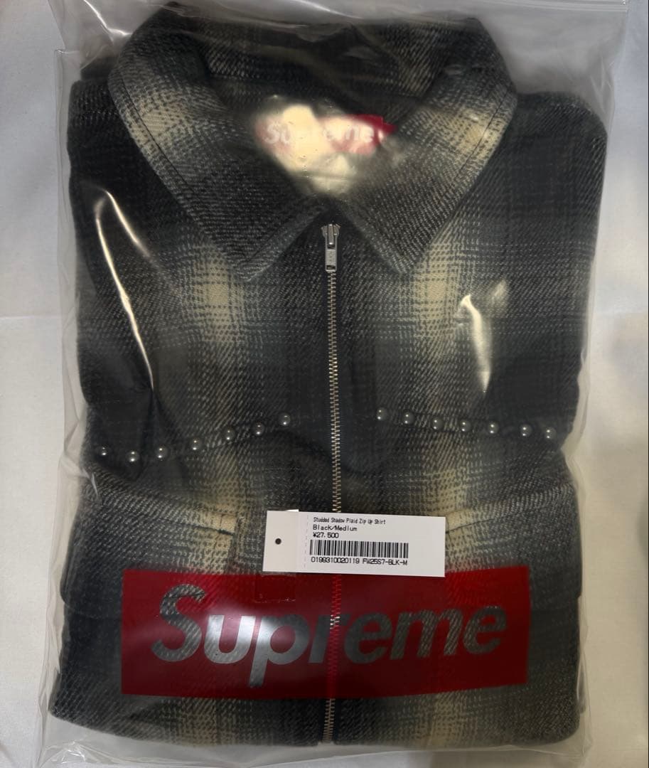 ☆*ぎ様 Studded Shadow Plaid Zip Up Shirt B