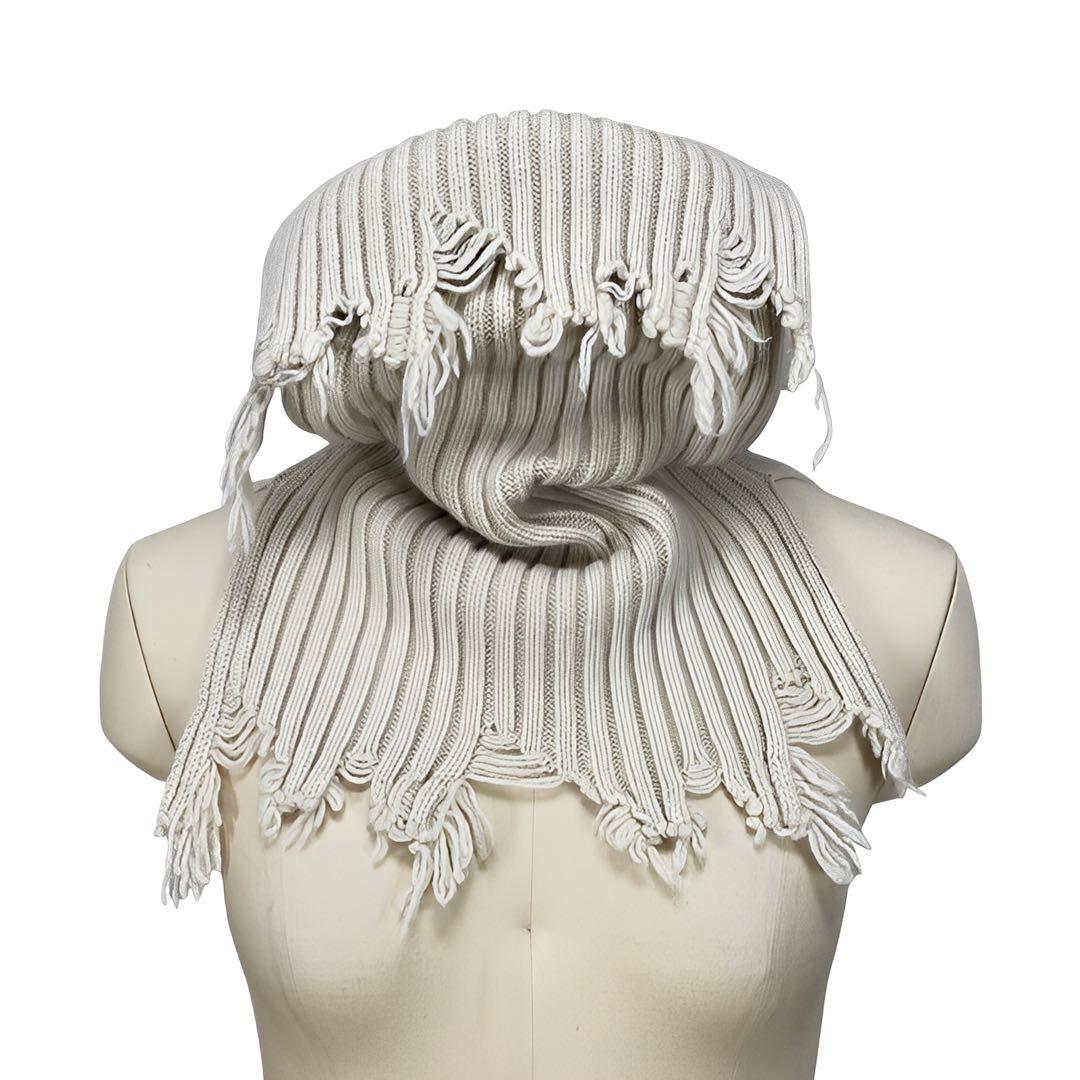 Ｙ's 21AW 美品 リブニット 解れ加工 スヌード アイボリー