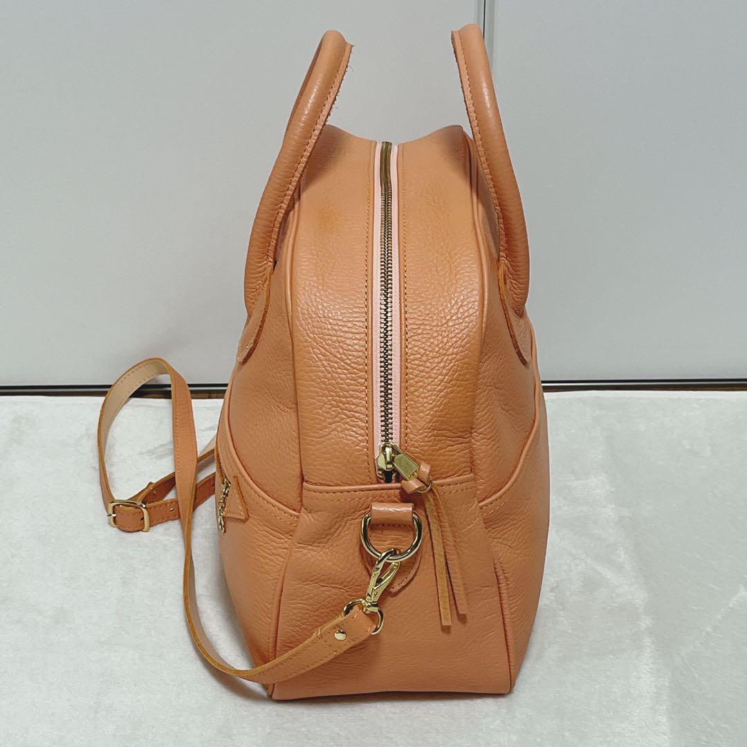 ヤングアンドオルセン ボストンバッグ ピンクベージュ 2way ショルダー