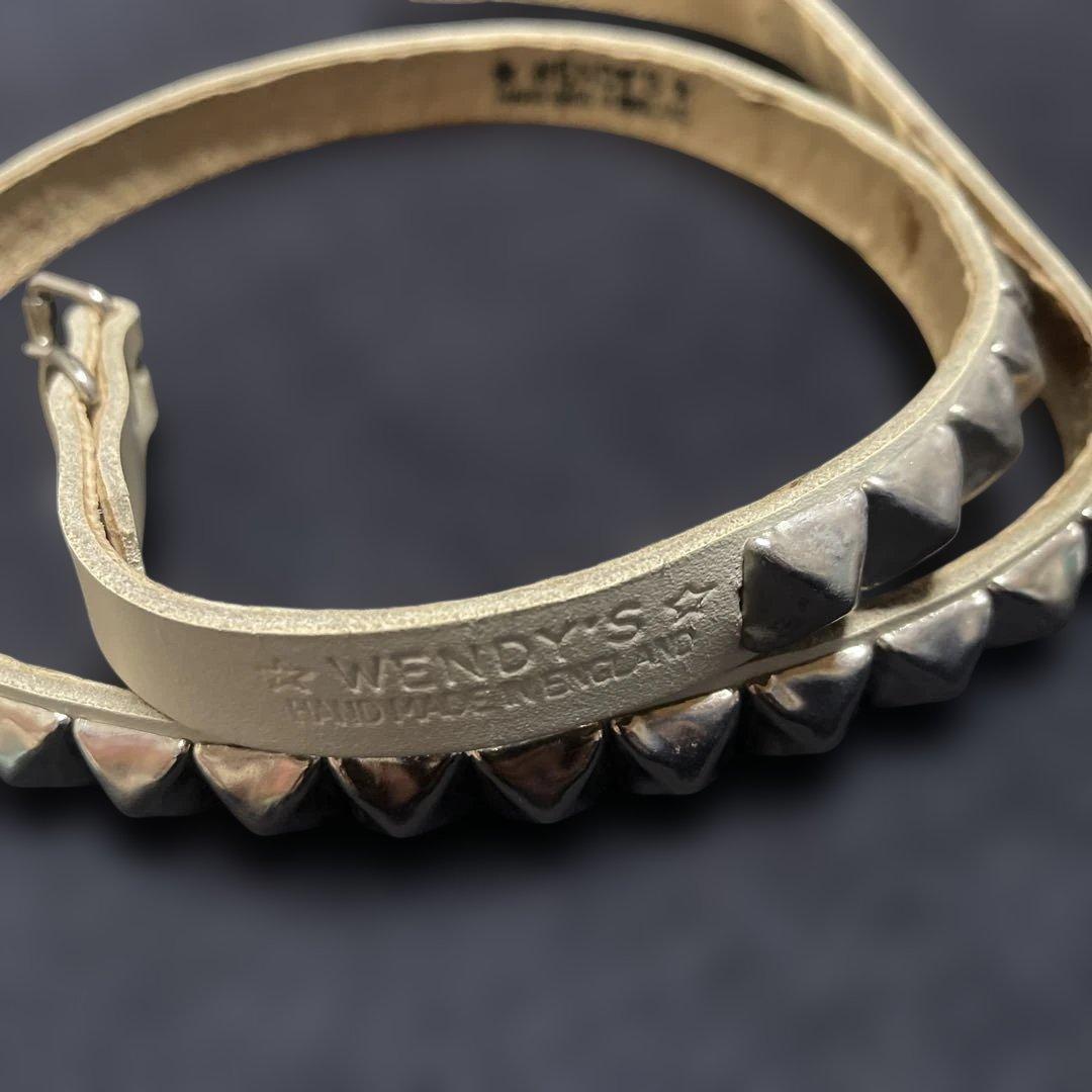 WENDY'S シングル　ピラミッド鋲　白ベルト