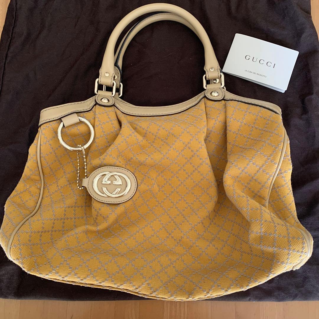 GUCCI イエロー キャンバスバッグ
