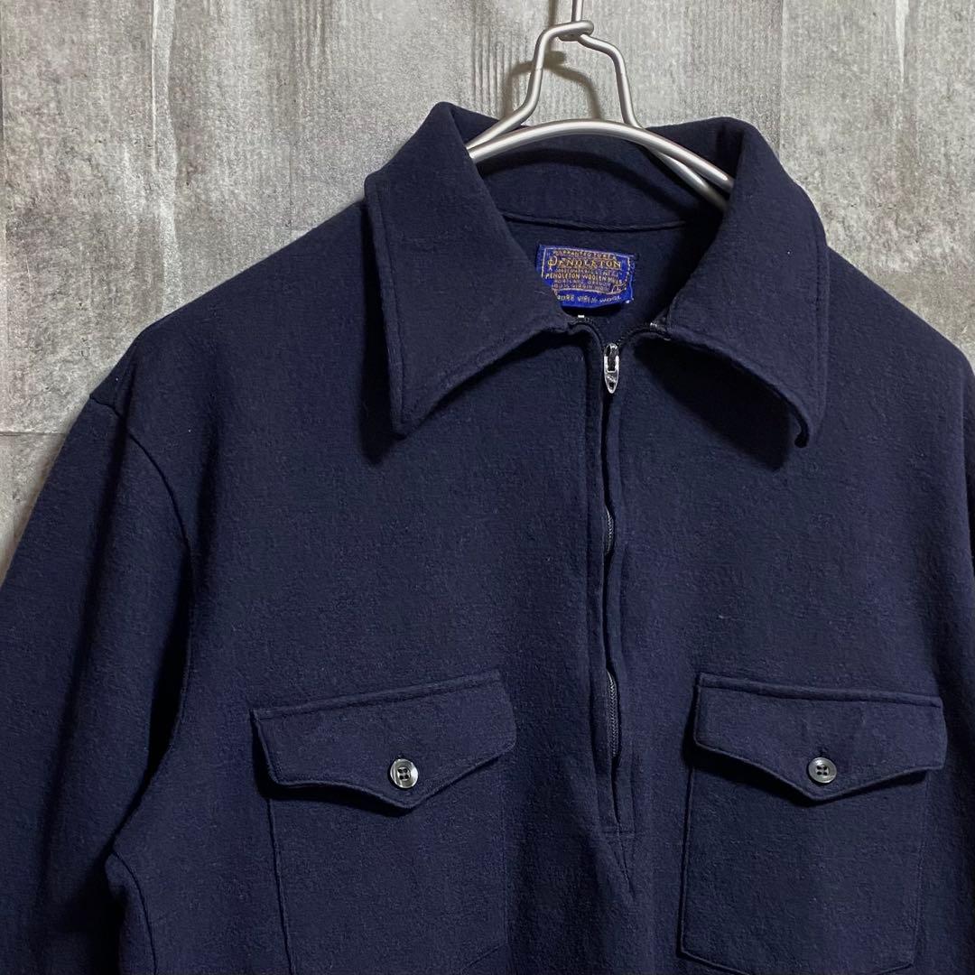 70s USA製PENDLETON ペンドルトン ウールシャツ ハーフジップ
