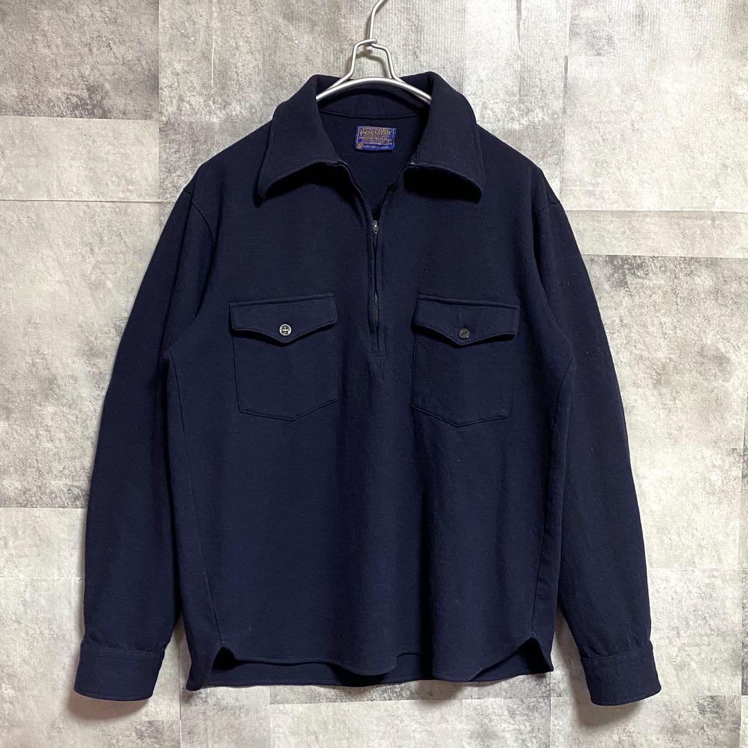 70s USA製PENDLETON ペンドルトン ウールシャツ ハーフジップ