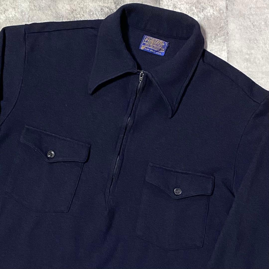 70s USA製PENDLETON ペンドルトン ウールシャツ ハーフジップ