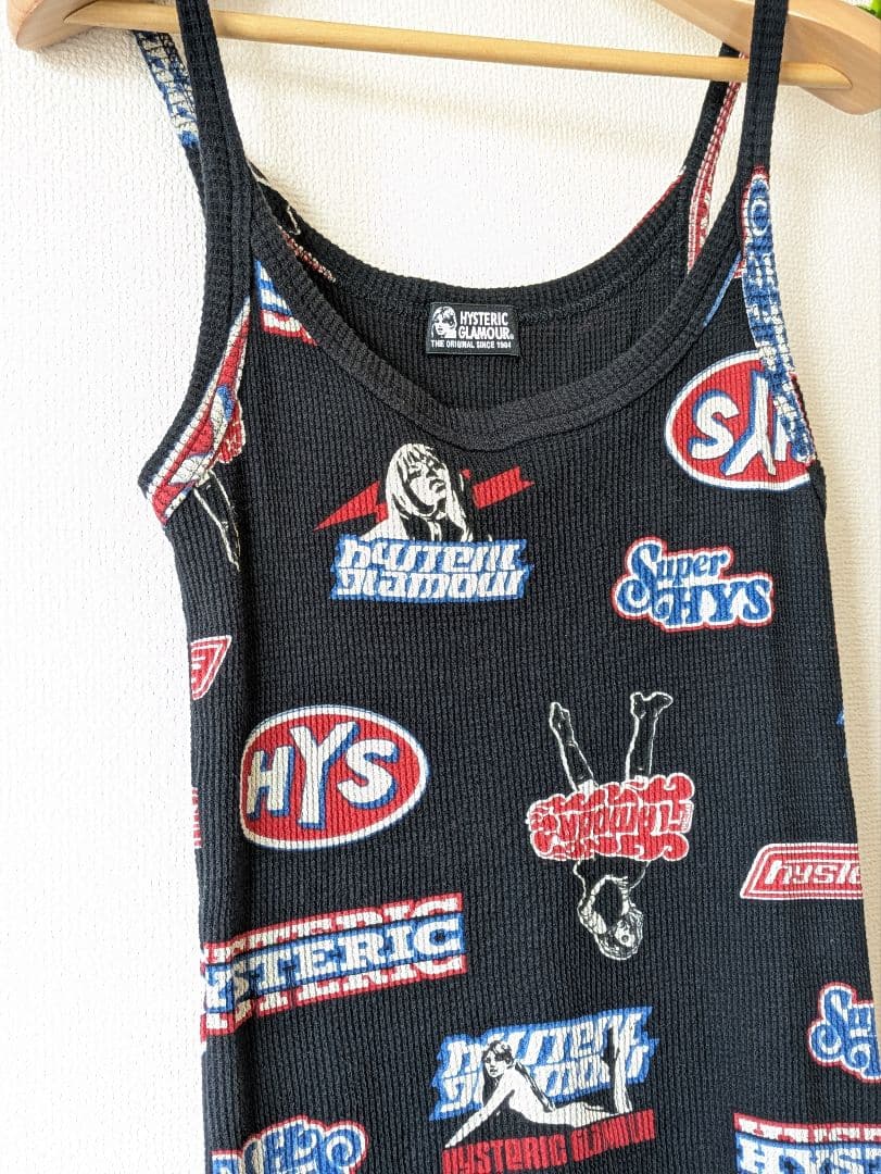 美品✨️ヒステリックグラマー サーマル 総柄 プリント ワッフル キャミソール