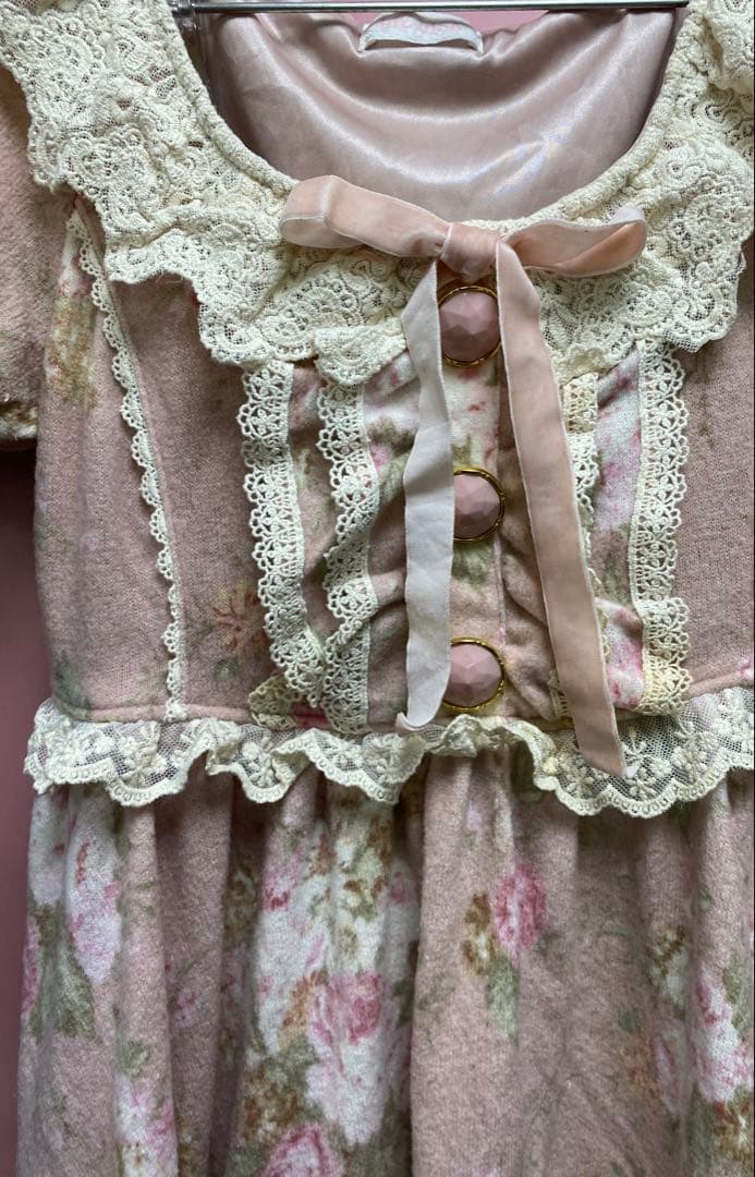 VTG！LIZ LISA リズリサ 激レア 起毛花柄ワンピース 姫系 ガーリー