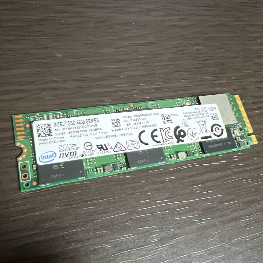 Intel M.2 SSD 1TB NVMe Gen3 動作確認済み