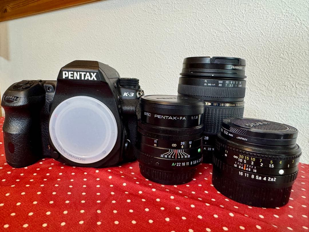 PENTAX K-3 デジタル一眼レフカメラ、レンズ3本セット(FA77mm等)