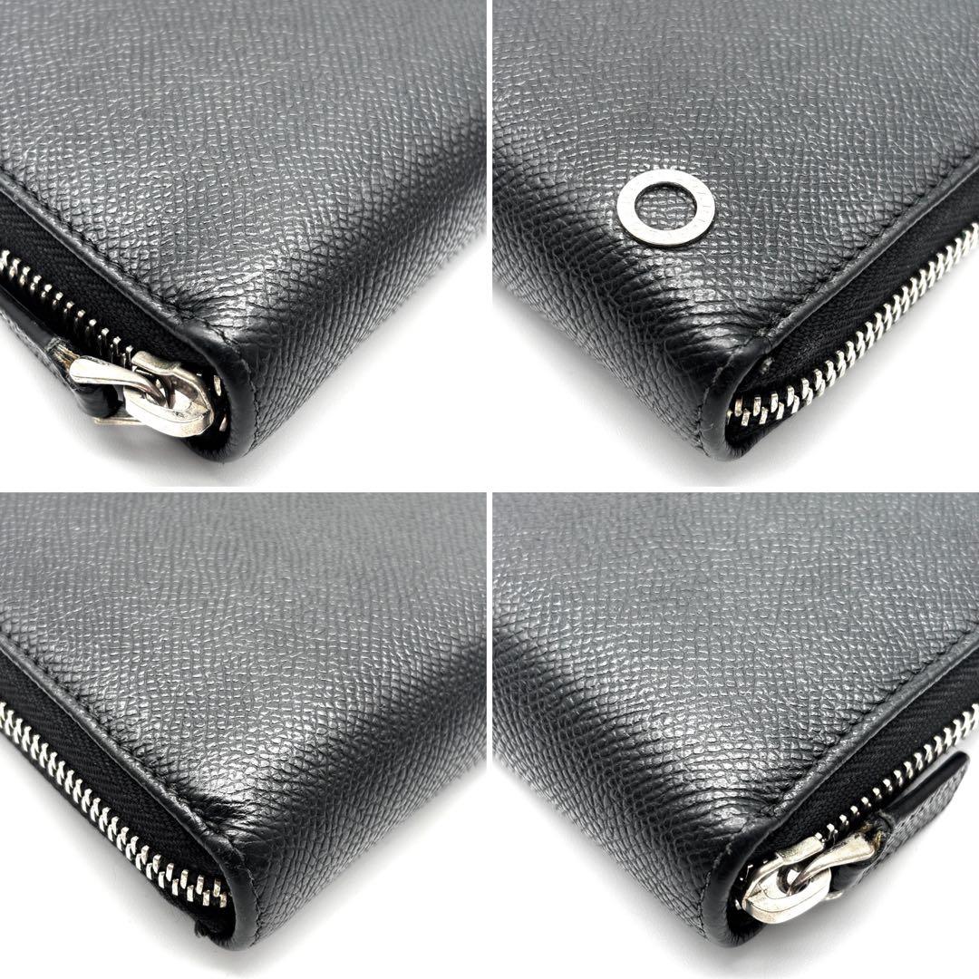 極美品・RFID ブルガリ ビーゼロワン 長財布 ラウンドジップ レザー 黒
