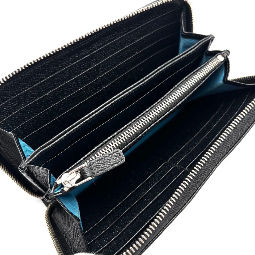 極美品・RFID ブルガリ ビーゼロワン 長財布 ラウンドジップ レザー 黒