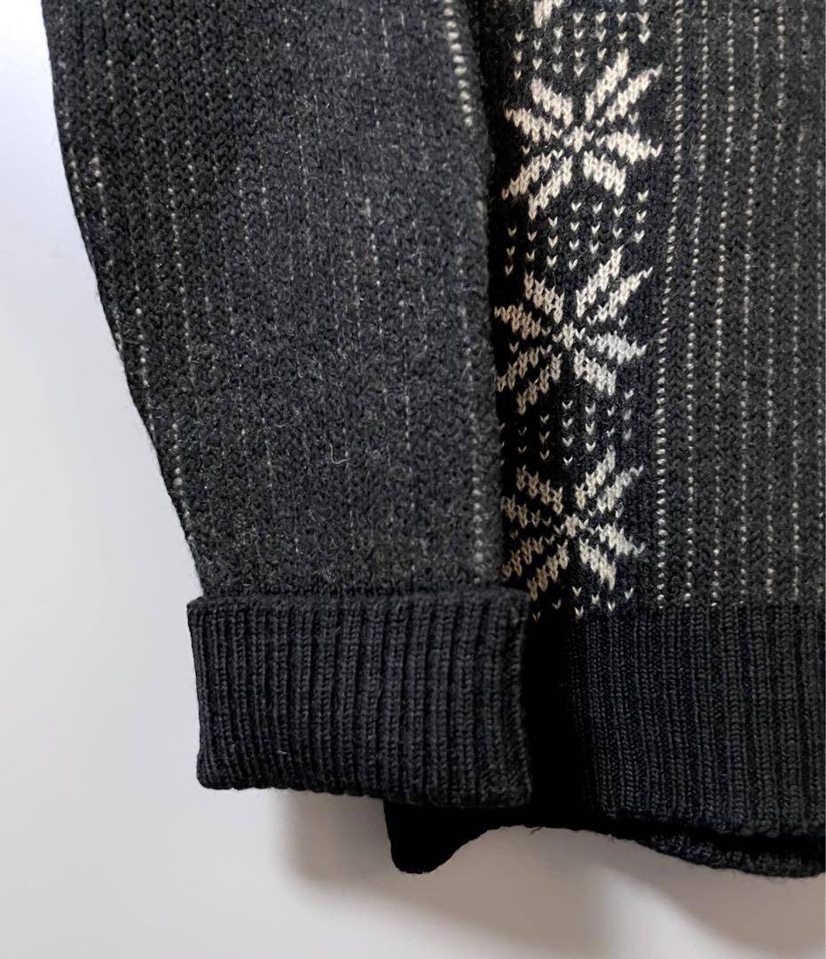 入手困難 50s ビンテージ ジャガード ニット セーター 雪柄 ウール 黒